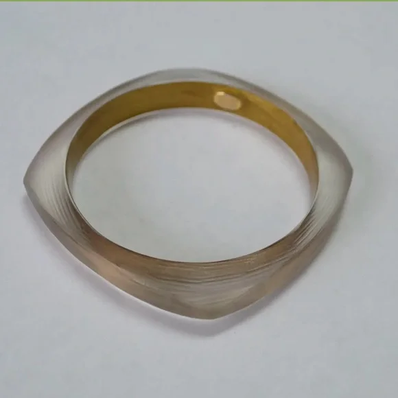 Alexis Bittar iridescent gold and green rounded bangles - Picture 4 of 5